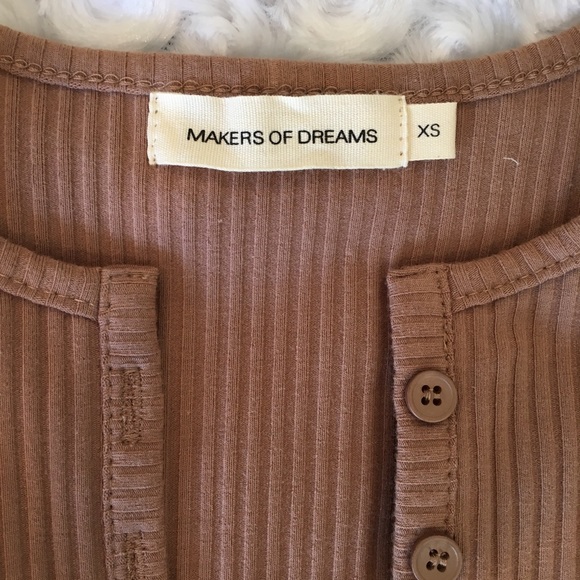 Makers of Dreams Light Brown Ribbed Bodysuit - Picture 3 of 3